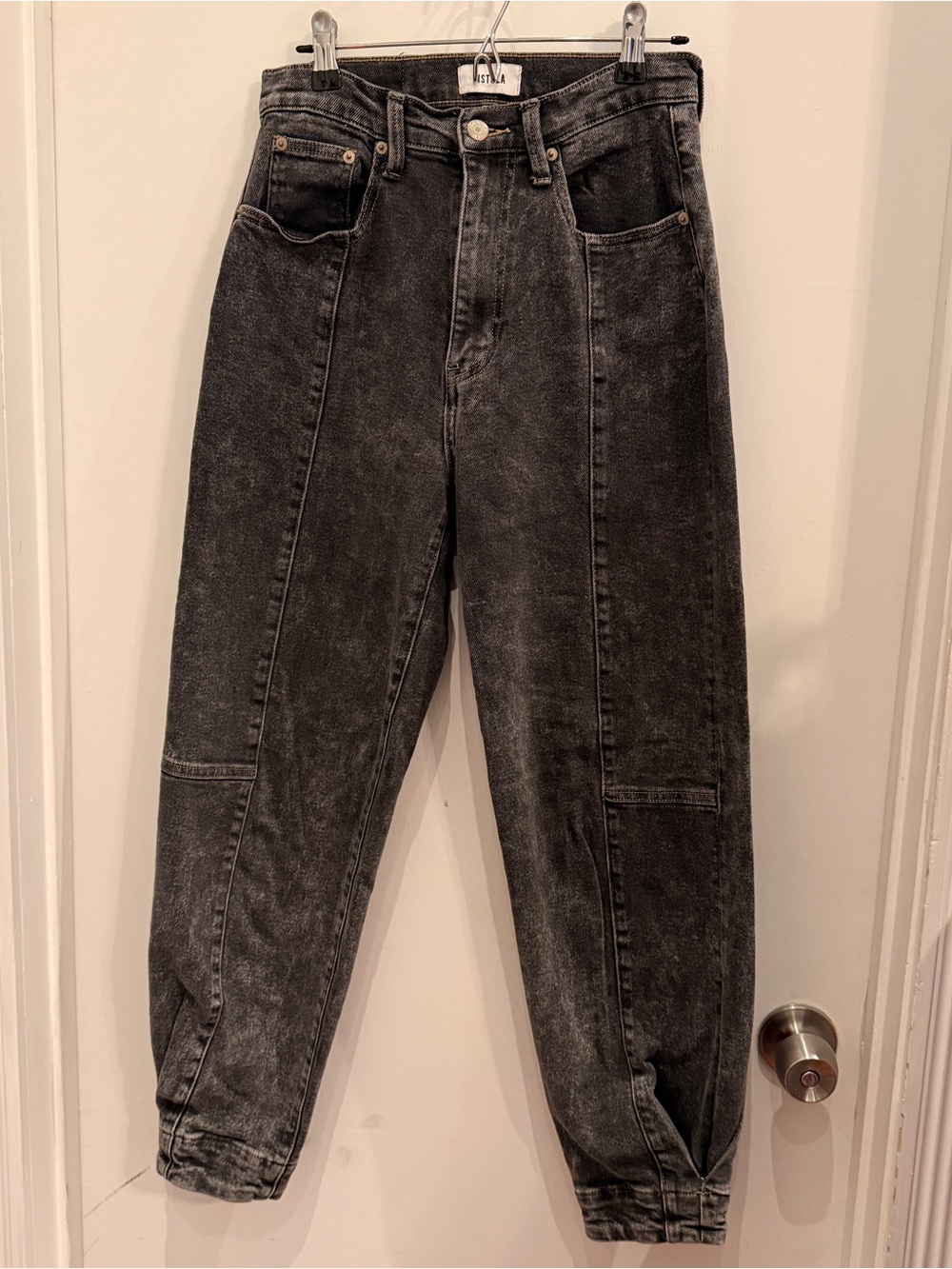 Pistola High-Rise Seamed Barrel Jeans Size 25 Acid Wash Grunge